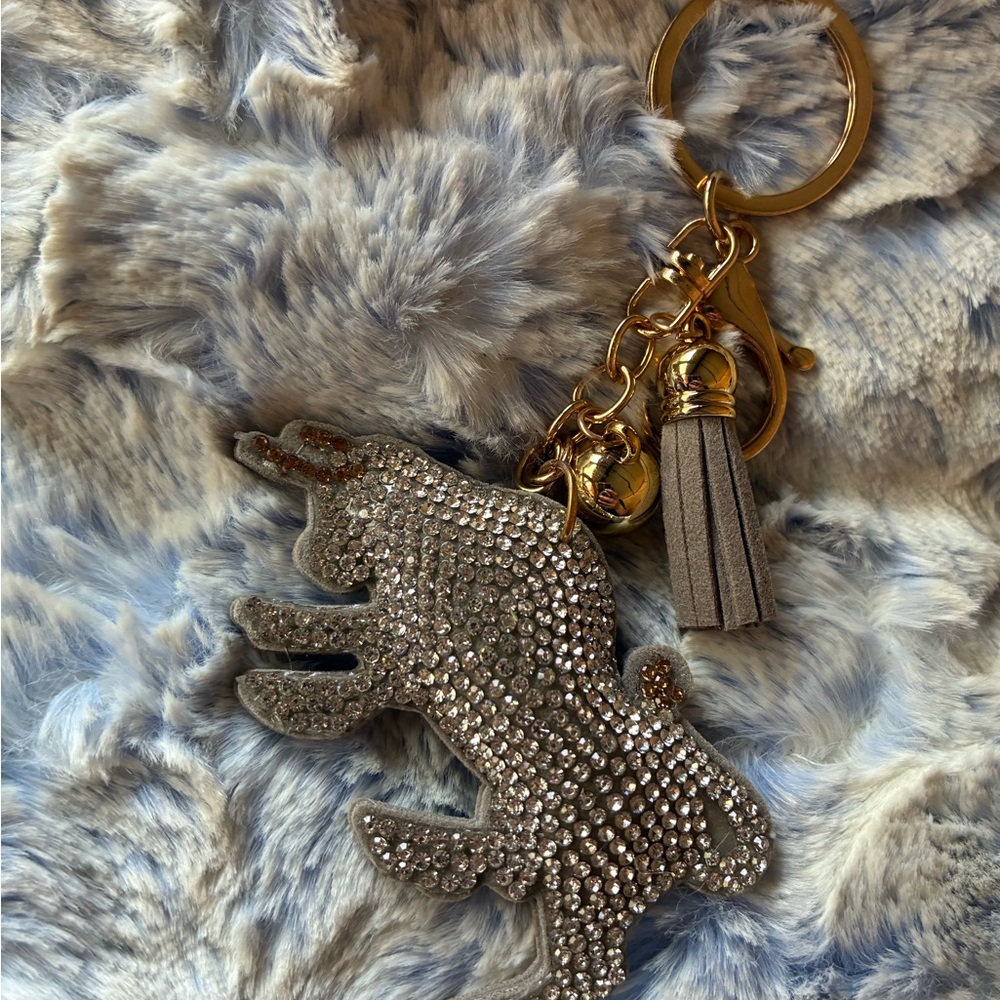 Crystal Embellished Keychain with Tassel